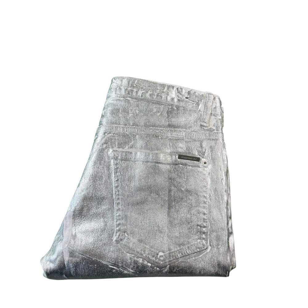 Dsquared2 White Silver Tear Away Paint Distressed Button Fly Men's Jeans Size 36